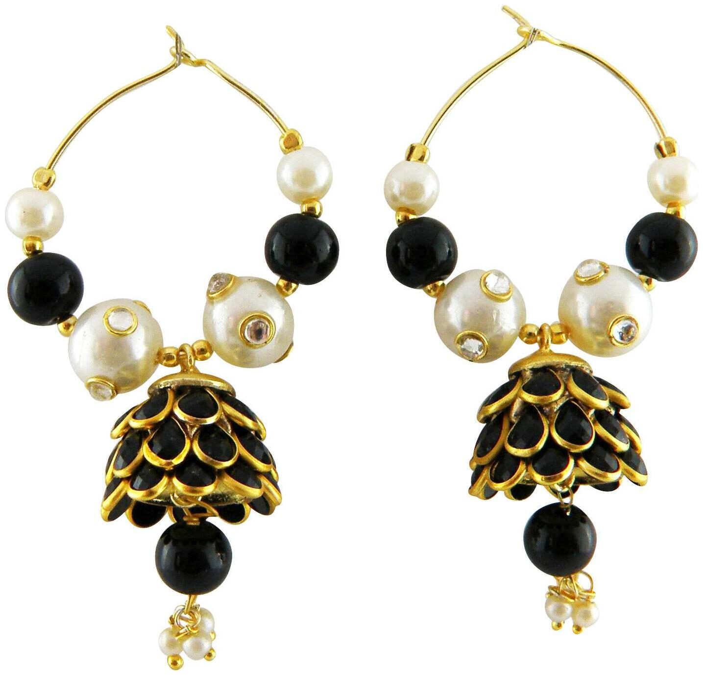 

Jewels Gold Alloy Fashionable Indian Jhumkis Earring Set For Women Girls