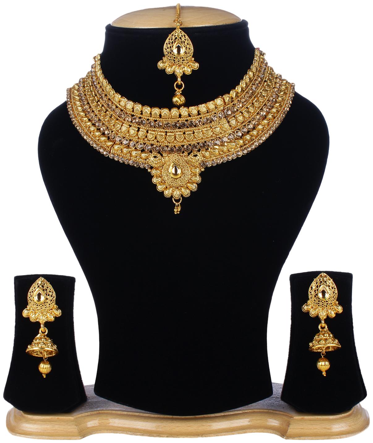 

jewels Gold Alloy Gold Plated Fashionable Unique Jewellery Set For Women Girls