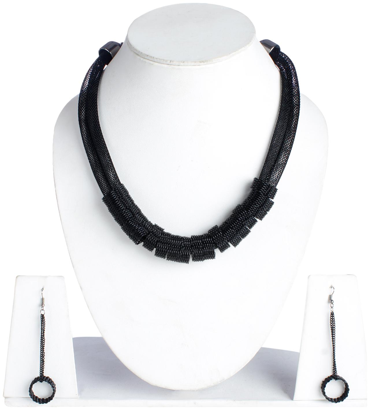 

Jewels Gold Alloy Party Wear Unique Necklace Set Earring For Women Girls