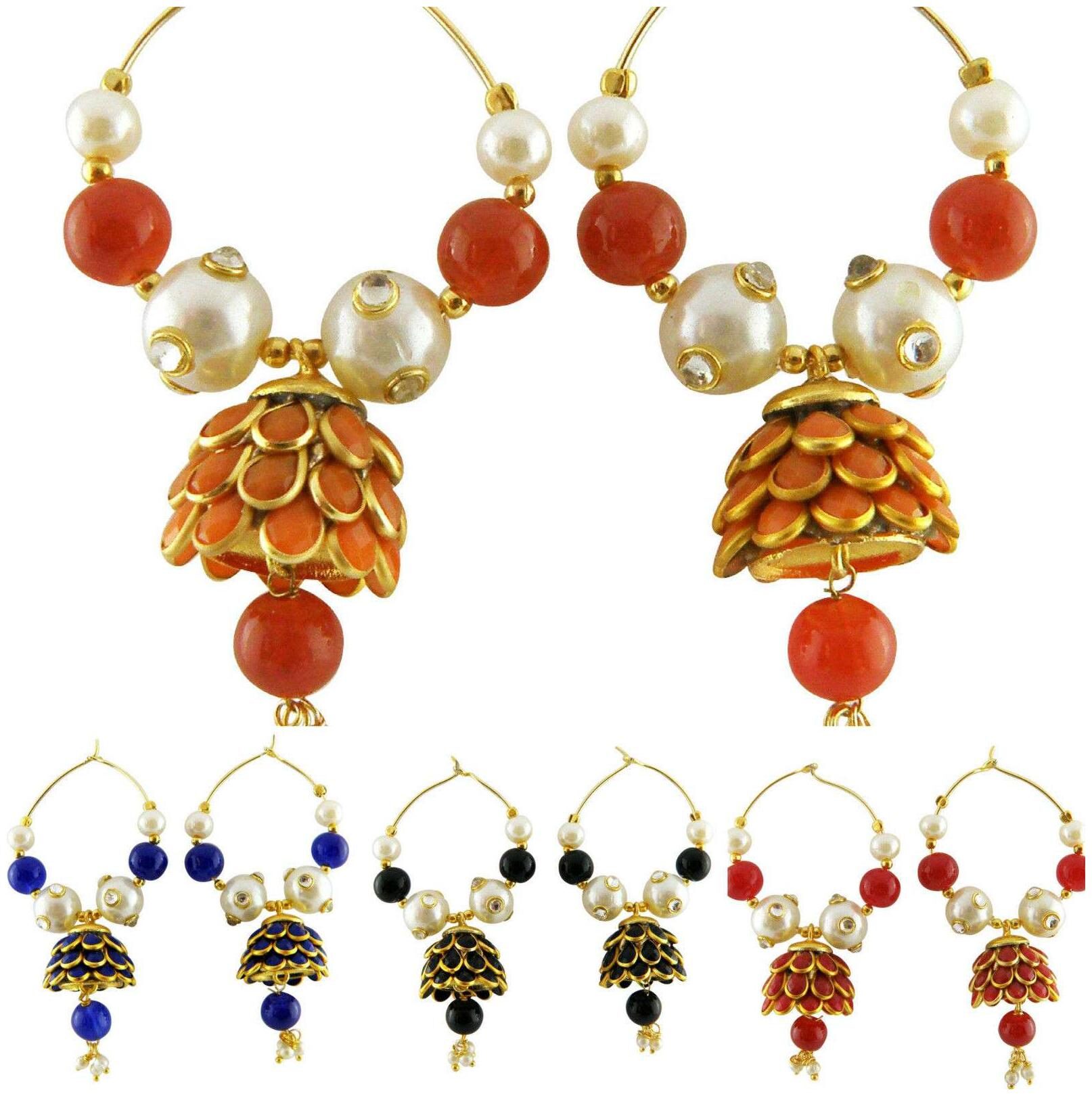 

Jewels Gold Unique Colored Combo 3 Pair Combo Jhumki Set For Women Girls