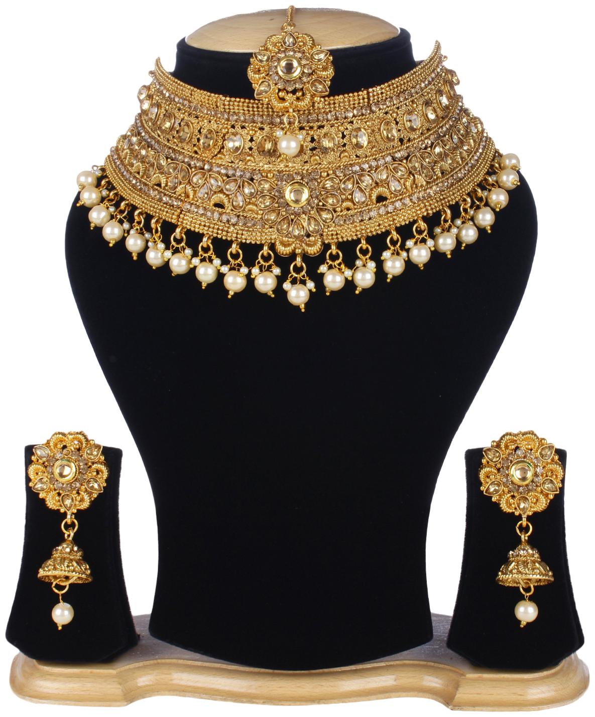 

Jewels Gold Alloy Party Wear Fancy Unique Jewellery Set For Women Girls