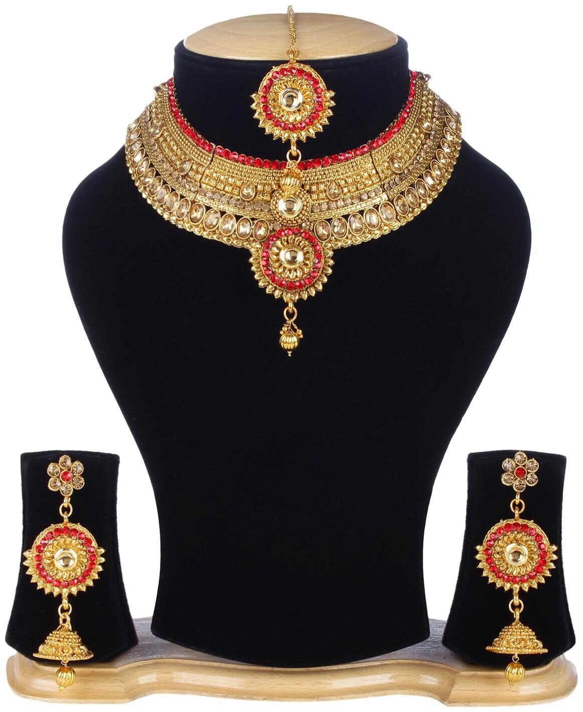 

Jewels Gold Alloy Party Wear Fancy Latest Jewellery Set For Women Girls