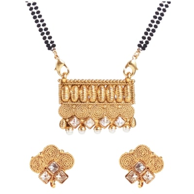 

Jewels Gold American Diamond Gold Plated Antique Mangalsutra Set