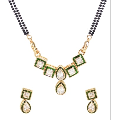 

Jewels Gold American Diamond Antique gold plated Mangalsutra Set