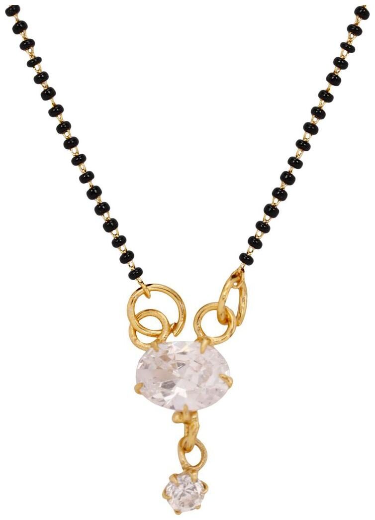 

Jewels Gold Alloy Party Wear Fancy Designer Latest Simple Manglasutra For Women Girls