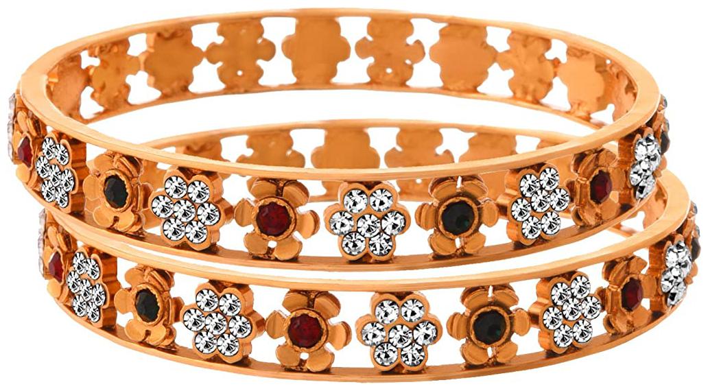 

JFL Fab Floral One Gram Gold Plated Designer Bangles for Girl and Women