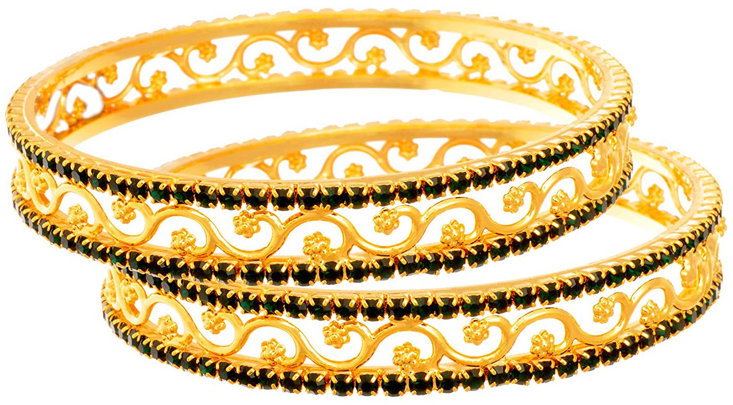

JFL Jewellery for Less Gold-plated Copper and Diamond Bangle Set for Women