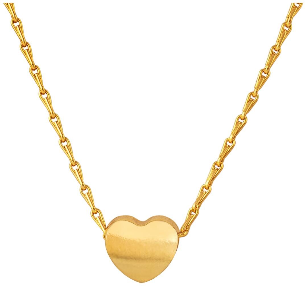 

Jfl - Jewellery For Less Valentine Collection Gold Plated Heart Shape Pendant With Link Chain For Women And Girls