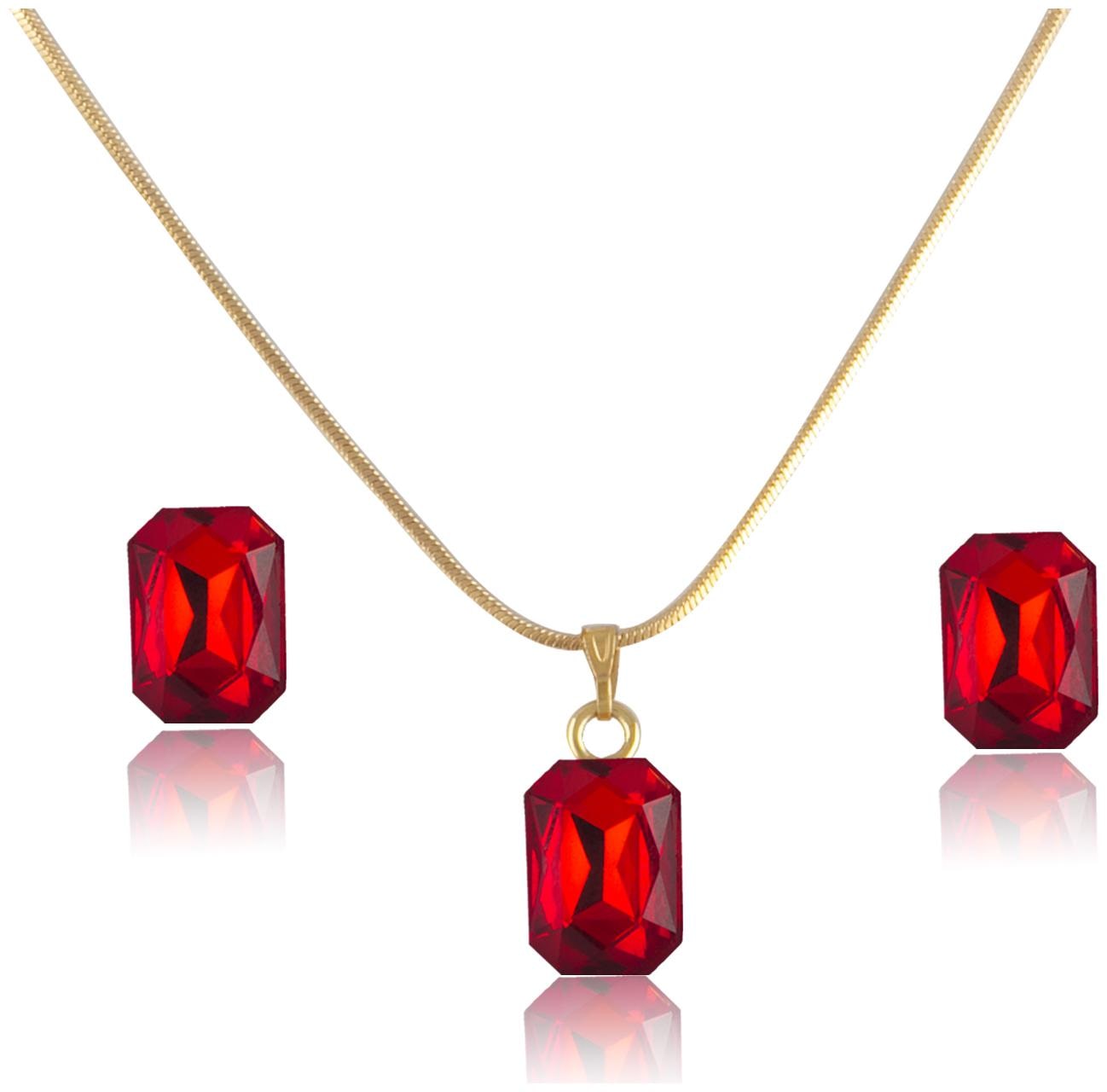 

Jfl - Pretty Stylish Crystal Pendant With Chain And Earrings Set For Women Girls