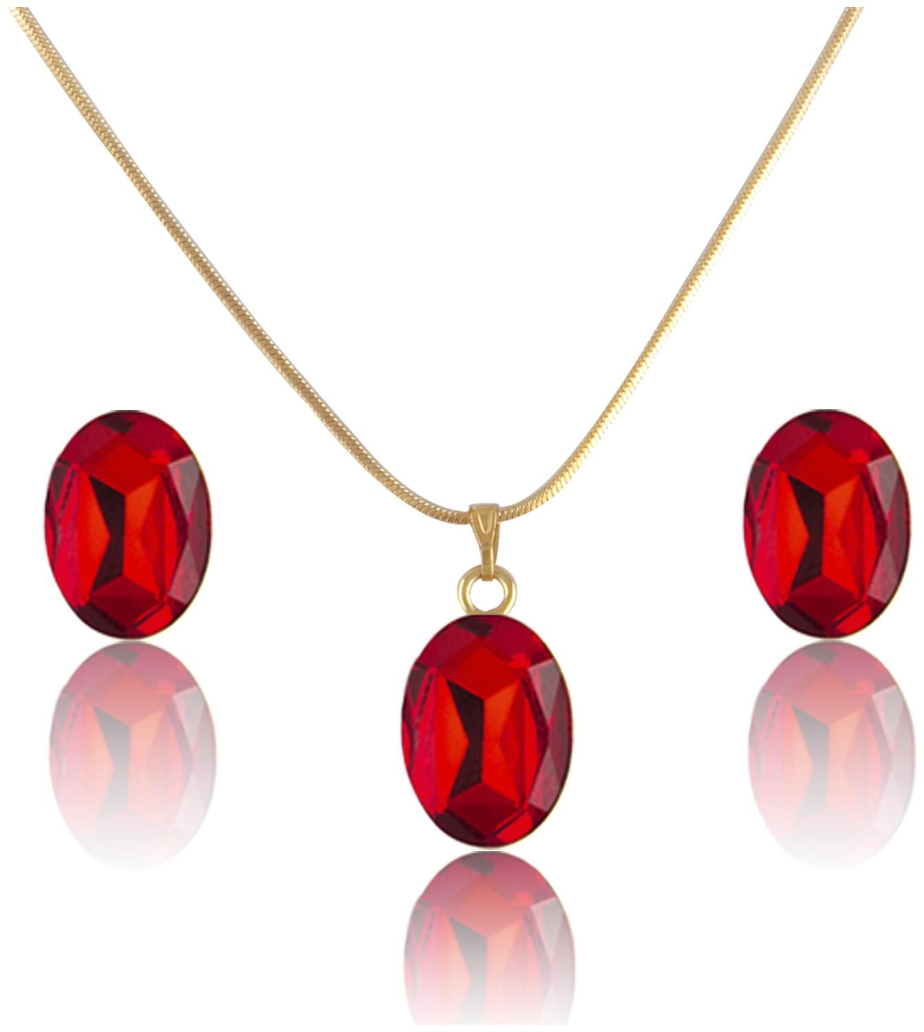 

Jfl - Pretty Stylish Crystal Pendant With Chain And Earrings Set For Women Girls