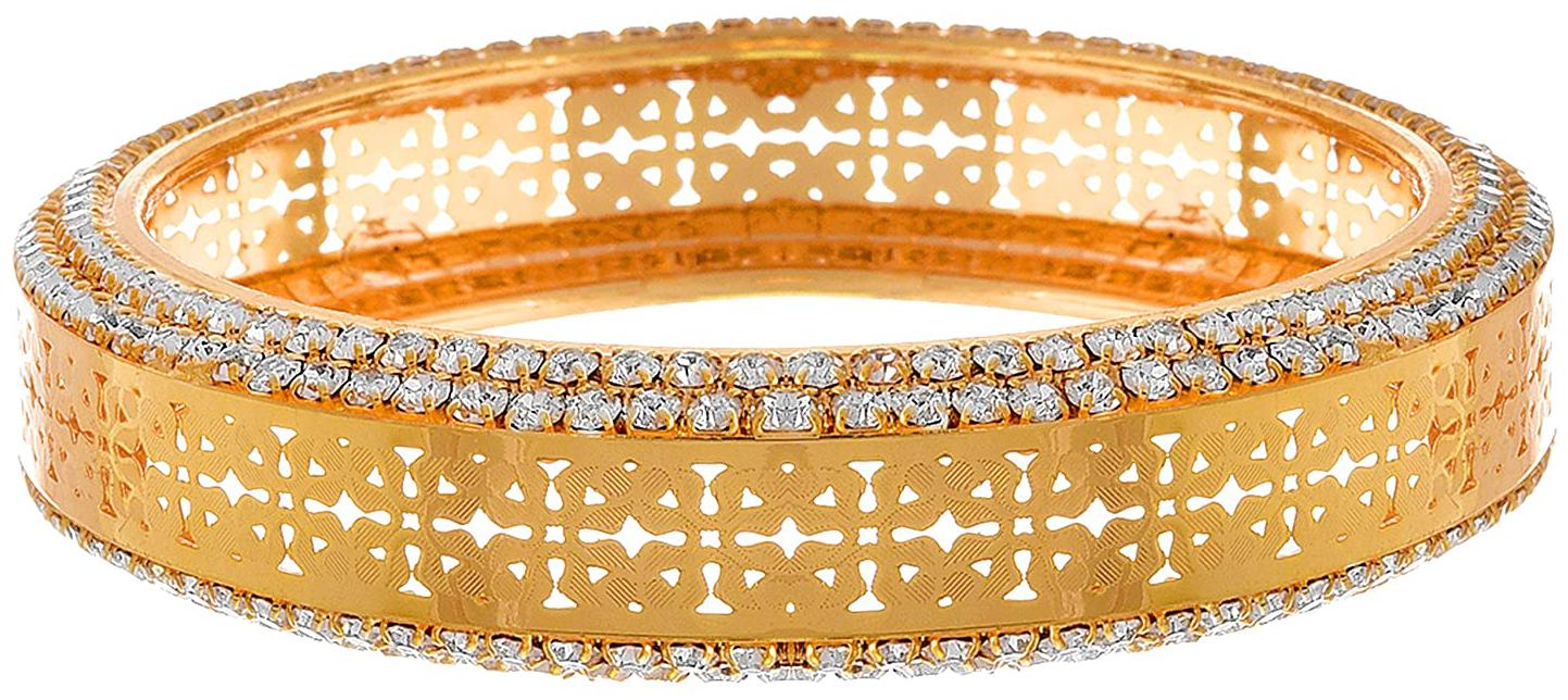 

JFL -Traditional Ethnic One Gram Gold Plated Austrian Diamond Designer Bangle for Women Girls
