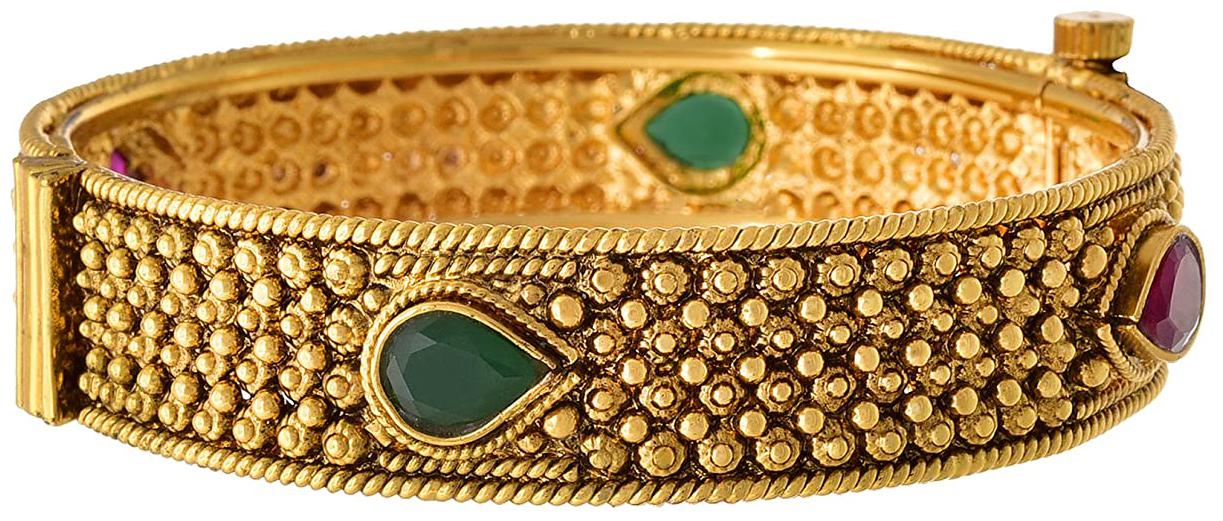 

JFL Traditional Ethnic One Gram Glod Plated Stone Designer Openable Bangle Kada for Women