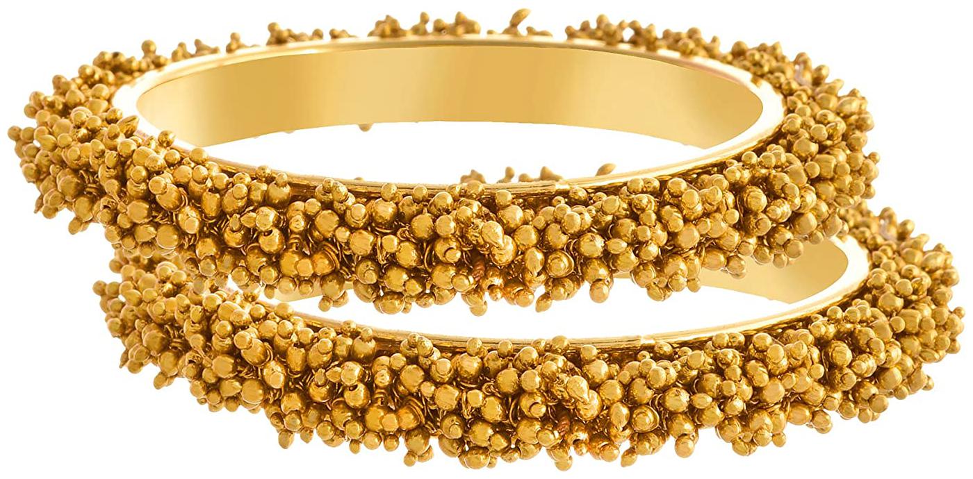 

JFL- Traditional Ethnic One Gram Gold Plated Designer Bangle with Golden Pearl for Women Girls