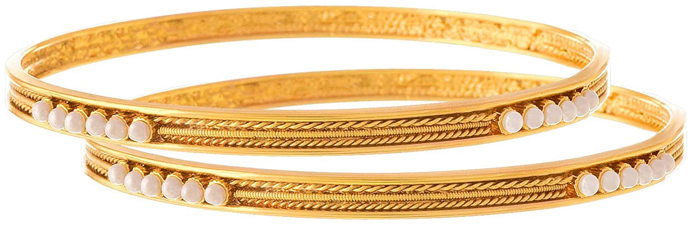 

JFL Traditonal Ethnic One Gram Gold Plated Pearl Designer Bangle for Women Girls