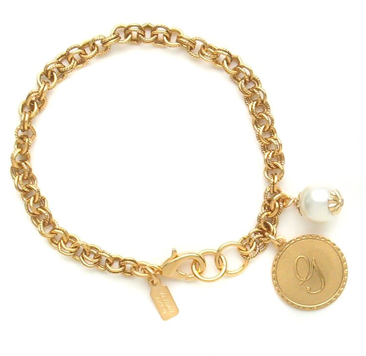 

John Wind Bracelet Gold Mini Coin Pearl Initial Charm Maximal Art Jewelry