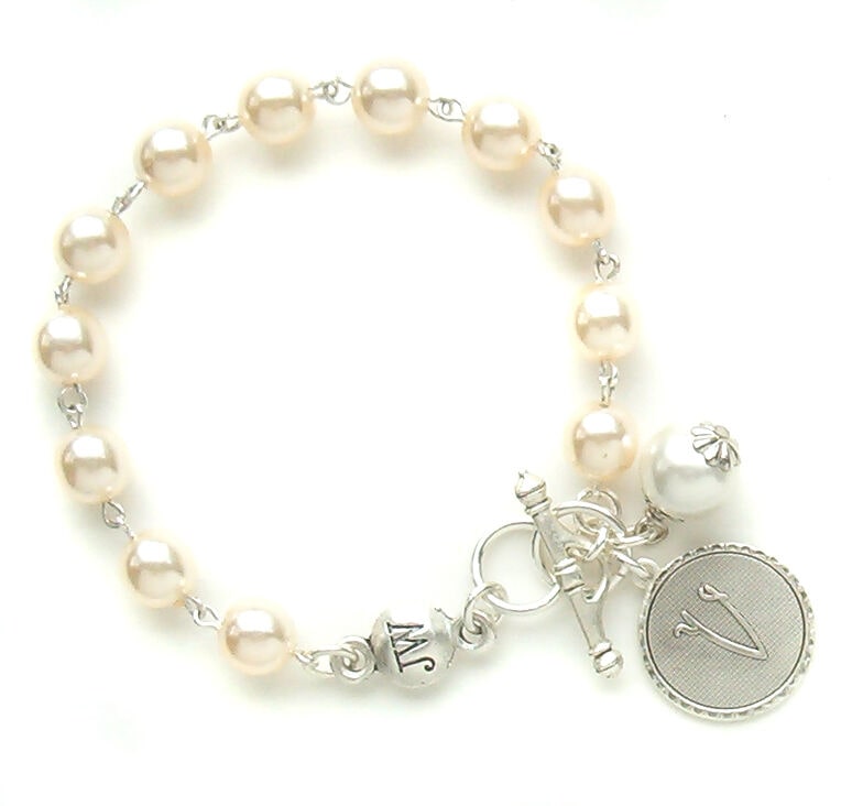 

John Wind Bracelet Silver Mini Coin Pearl Initial Charm Maximal Art Jewelry