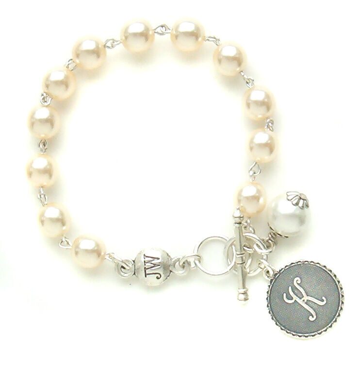 

John Wind Bracelet Silver Mini Coin Pearl Initial Charm Maximal Art Jewelry