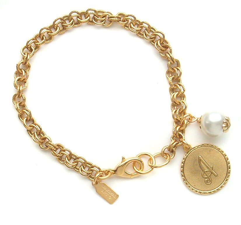 

John Wind Bracelet Gold Mini Coin Pearl Initial Charm Maximal Art Jewelry