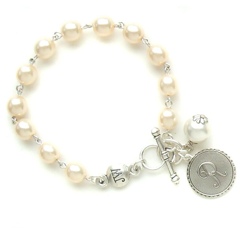 

John Wind Bracelet Silver Mini Coin Pearl Initial Charm Maximal Art Jewelry