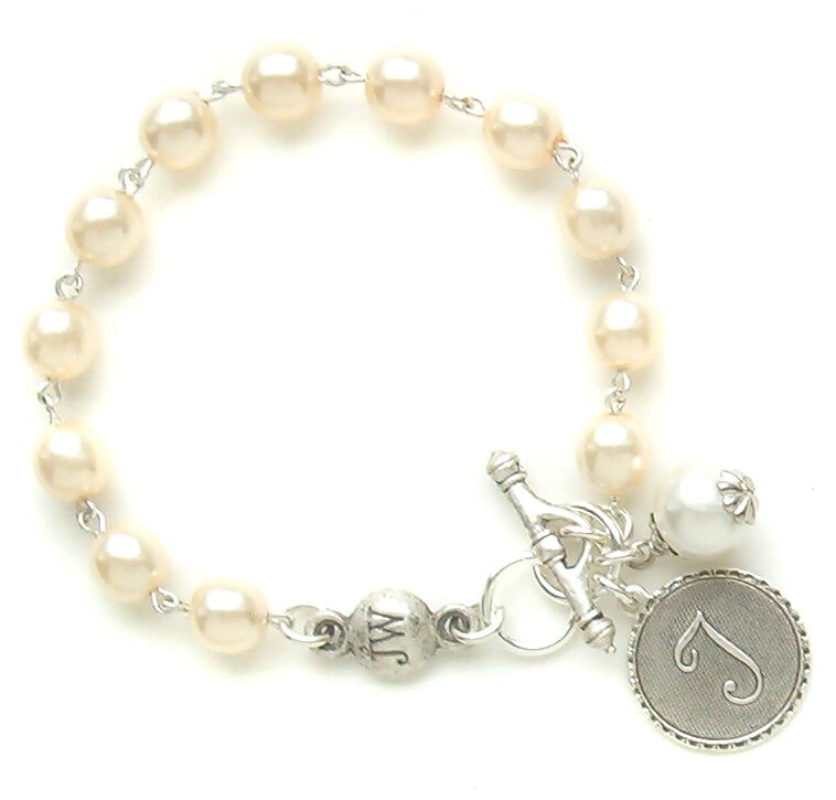 

John Wind Bracelet Silver Mini Coin Pearl Initial Charm Maximal Art Jewelry