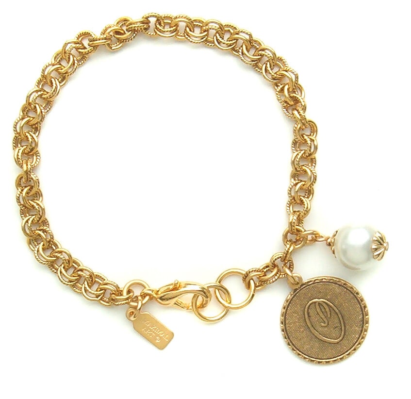 

John Wind Bracelet Gold Mini Coin Pearl Initial Charm Maximal Art Jewelry