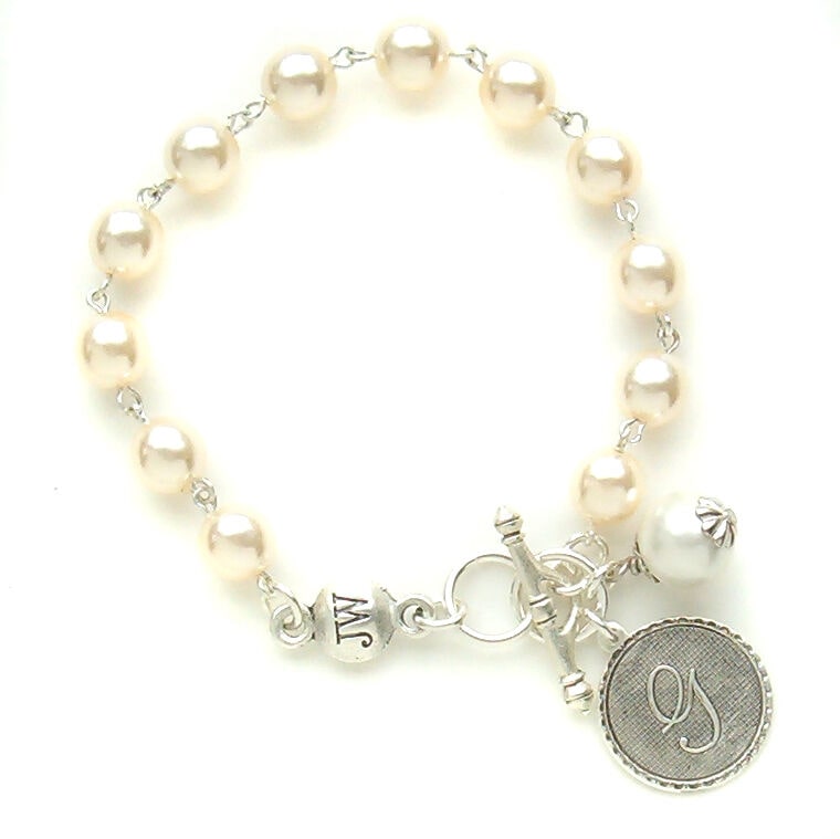 

John Wind Bracelet Silver Mini Coin Pearl Initial Charm Maximal Art Jewelry