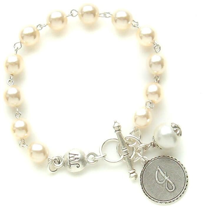 

John Wind Bracelet Silver Mini Coin Pearl Initial Charm Maximal Art Jewelry