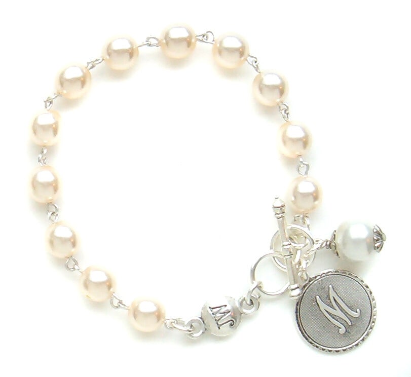 

John Wind Bracelet Silver Mini Coin Pearl Initial Charm Maximal Art Jewelry