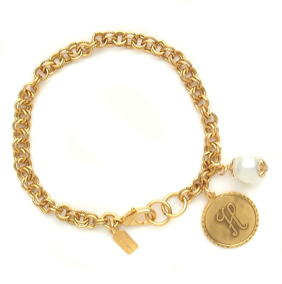 

John Wind Bracelet Gold Mini Coin Pearl Initial Charm Maximal Art Jewelry