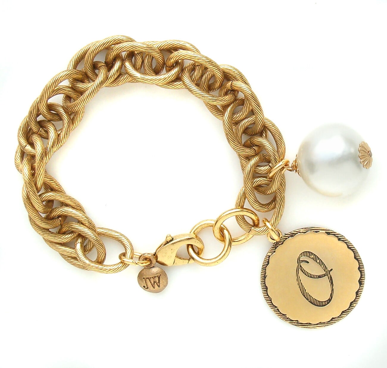 

John Wind Sorority Gal Bracelet Gold Cotton Ball Initial Monogram Maximal Art