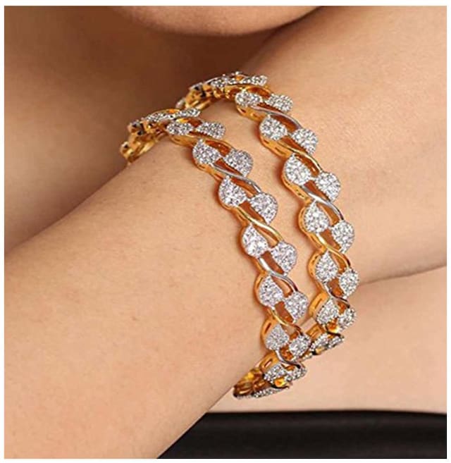 JSD American Diamond Bangles Set for Women and Girls_2.8