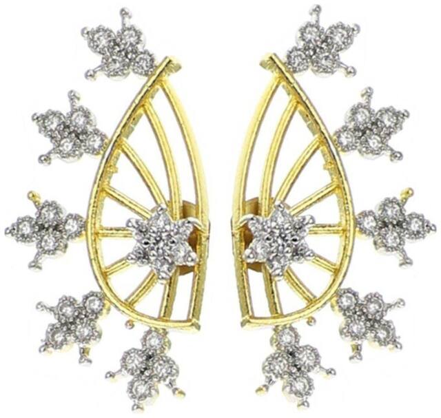 JSD Collection Golden Rodium Plated CZ Earcuffs For Women