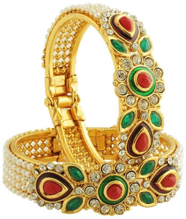 JSD Gold Plated Bangles Set for Women and Girls_Adjustable