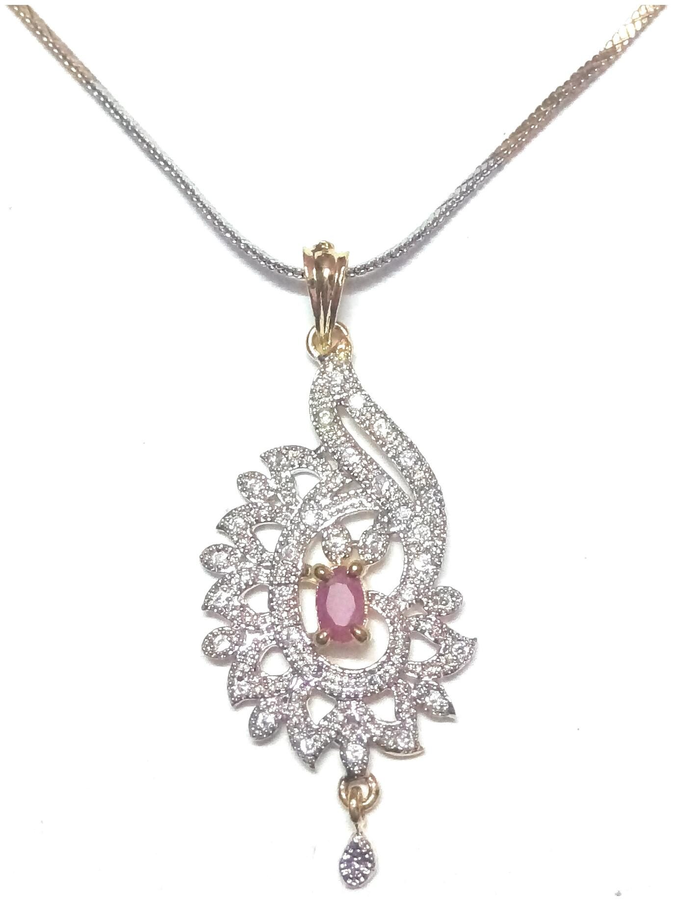 

Kanojia Collections Studded American Diamond Pendant Necklace with Earings for Girls and Women