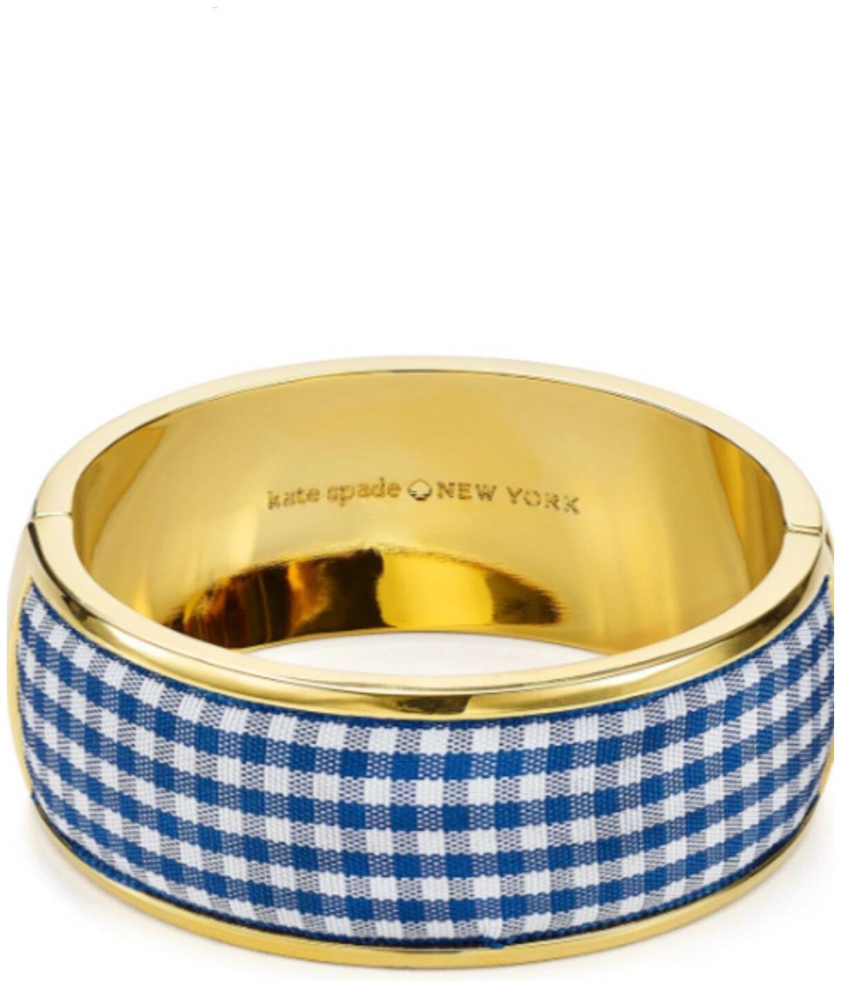 

KATE SPADE NWT STRIPED CHECK NAVY WHITE BANGLE BRACELET WITH DUST BAG SET SAIL