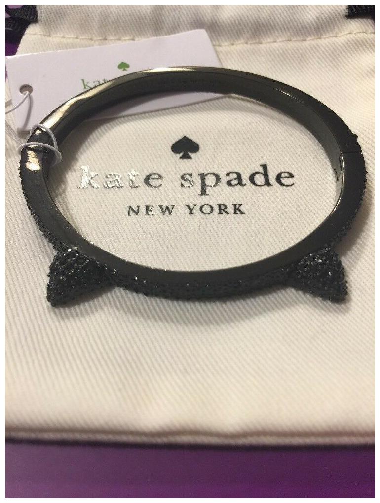 

KATE SPADE NWT BLACK TONE CRYSTAL CAT BANGLE BRACELET JAZZ THINGS UP GIFTDUSTBAG