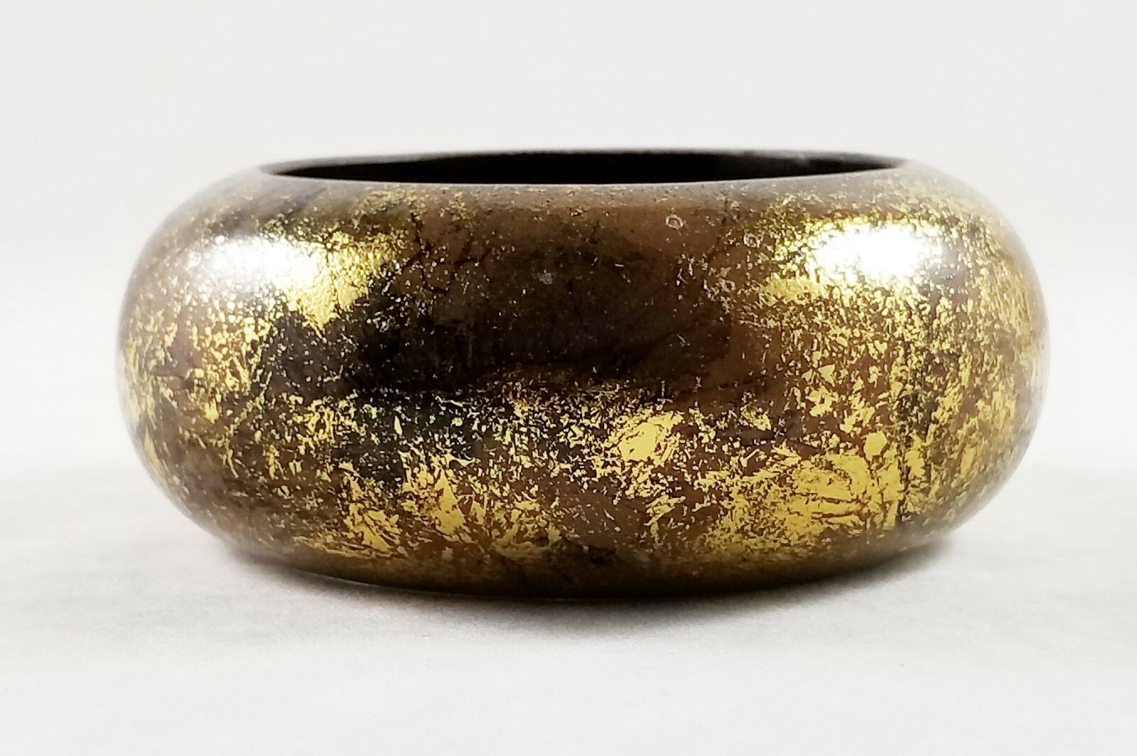 

Kenneth Jay Lane Wooden Brown Goldish Large Bangle Bracelet