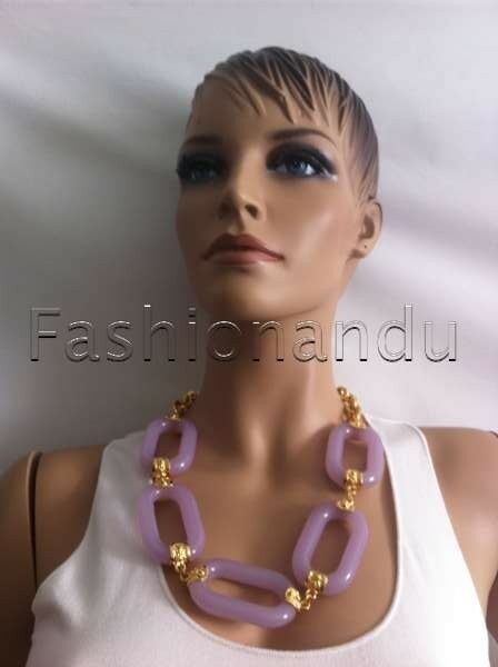 

Kenneth Jay Lane 22 gold lavender link necklace