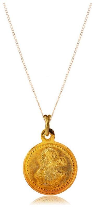 

KESAR ZEMS Golden Plated Brass Saraswati Yantra Pendant for Unisex In Round shape