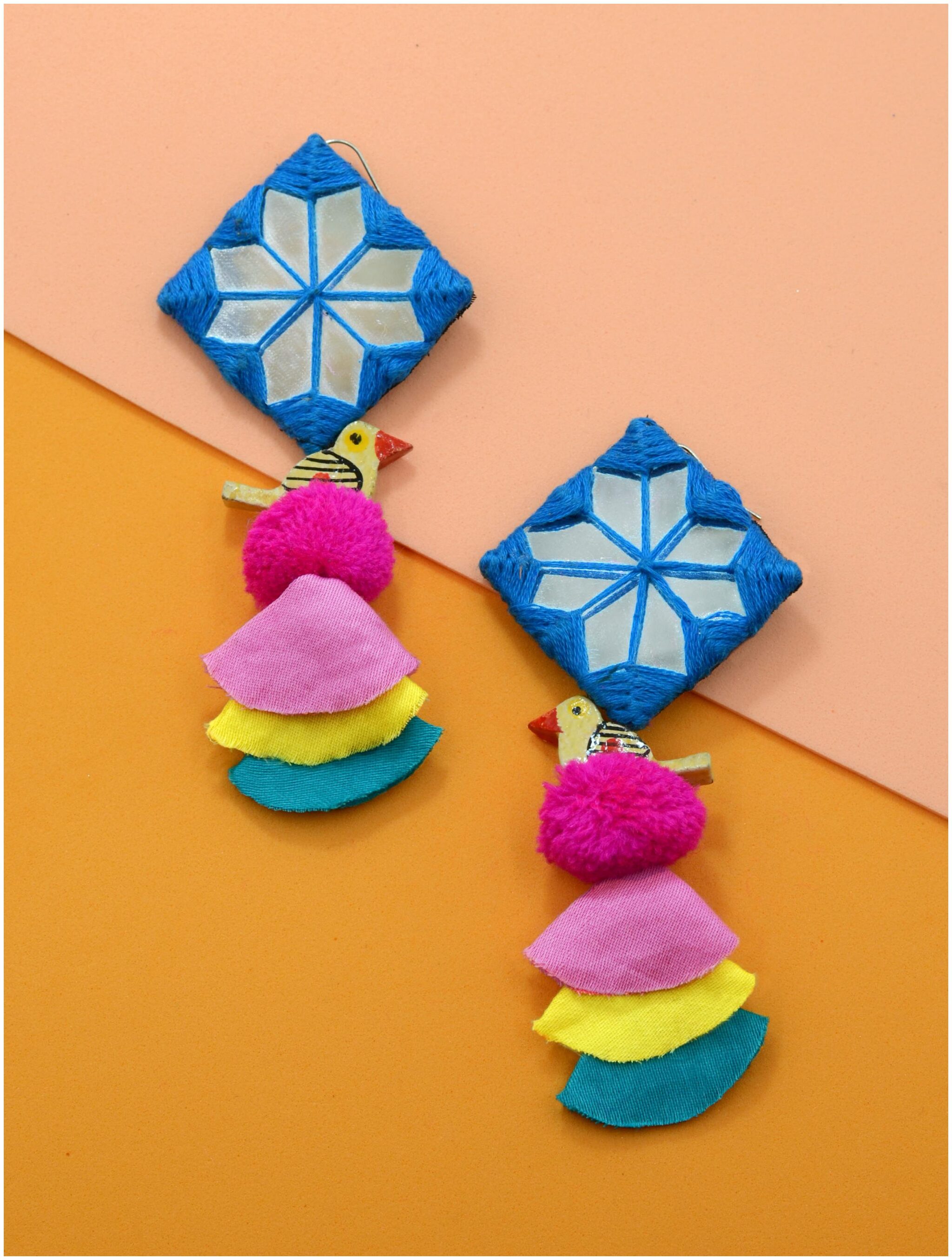 

Krafted with Happiness Abida Pom Hand Embroidered Earrings