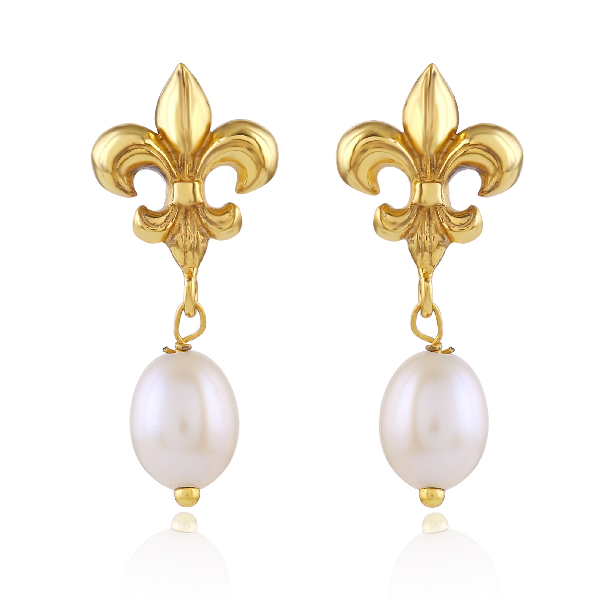 

KRISHNA PEARLS Golden Drop Earring For Women