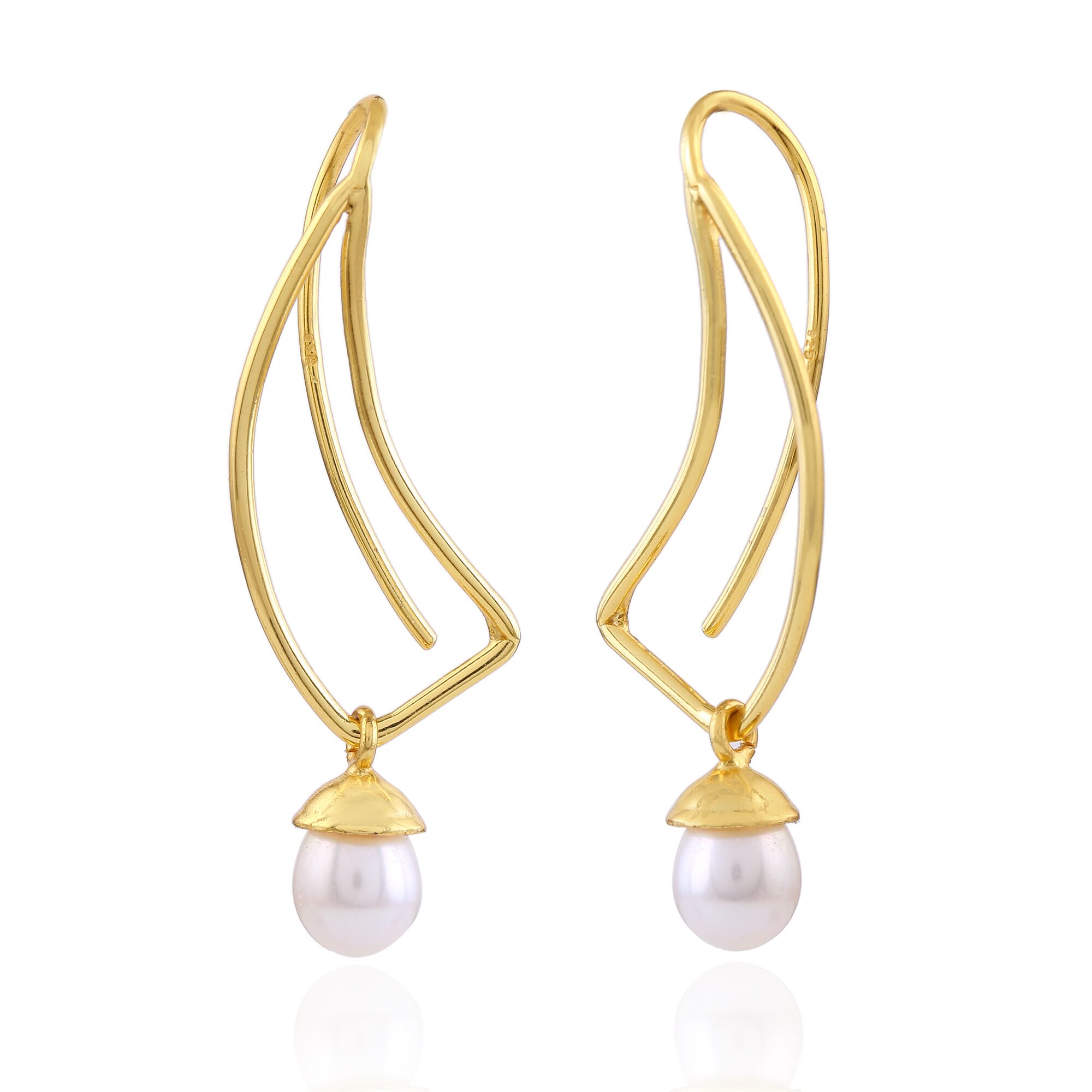 

KRISHNA PEARLS Golden Drop Earring For Women