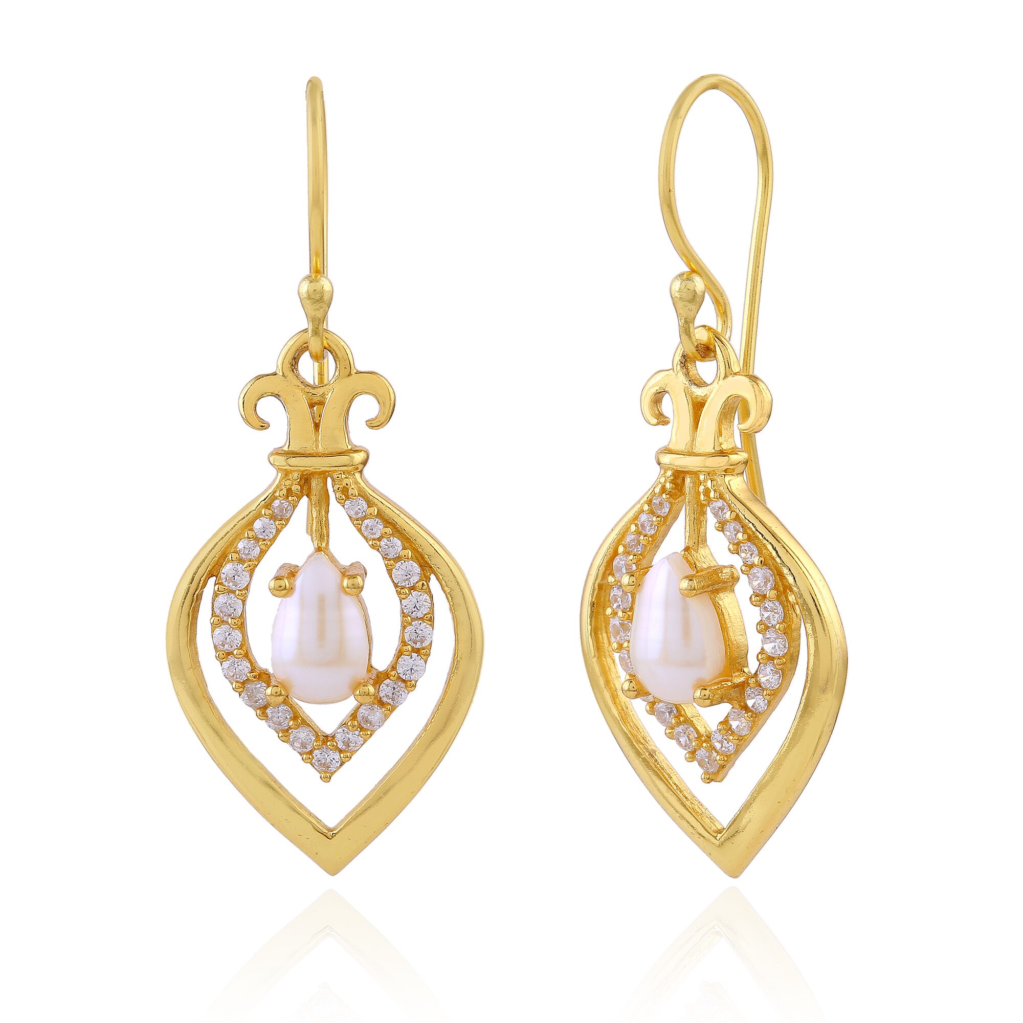 

KRISHNA PEARLS Golden Drop Earring For Women