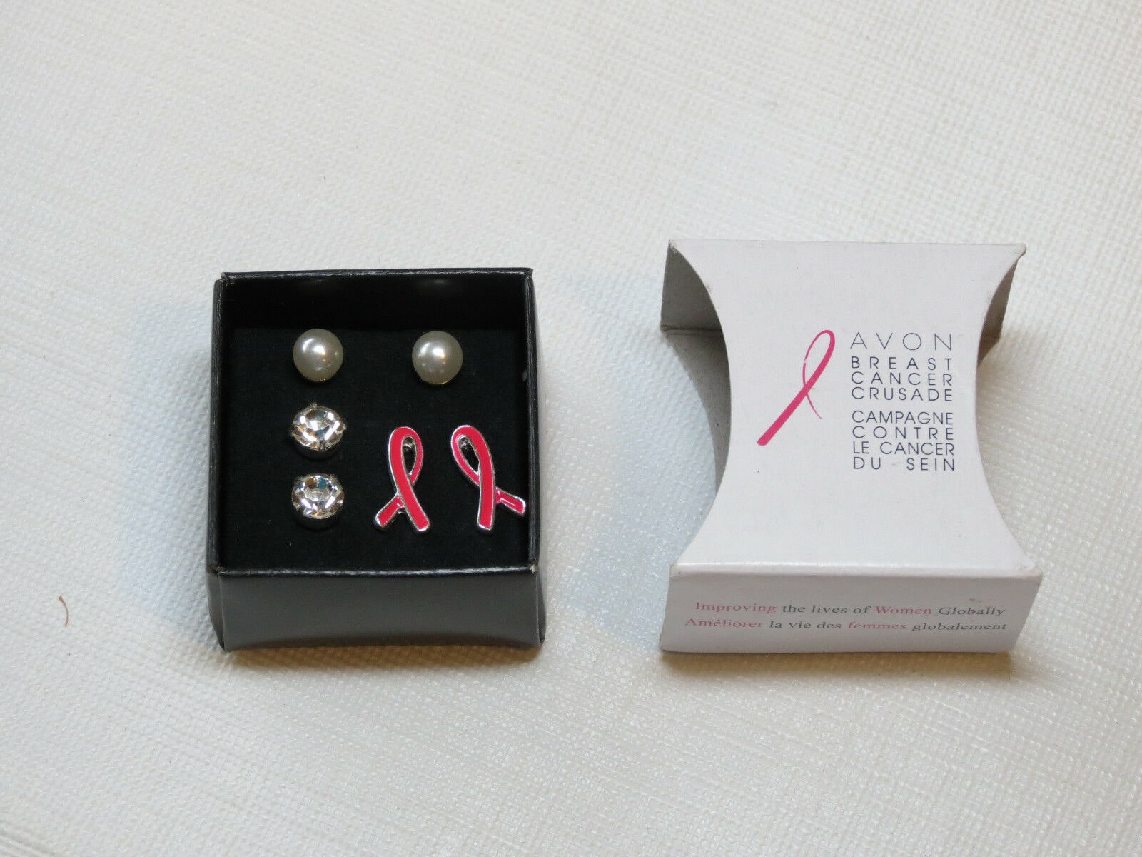 

Ladies Womens Avon Breast Cancer Crusade 3 Pair Earrings set F3974071 NIP