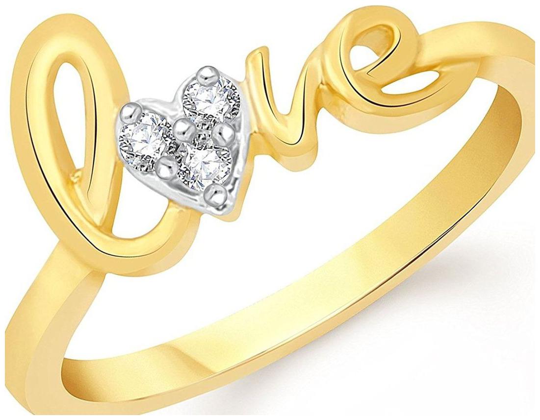 

Lady Touch American Diamond Stylist Love Gold Plated Fashion Ring For Girls Women (Free Size)