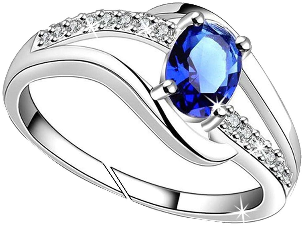 

Lady touch Silver Plated Blue Diamond Ring For Girl s And Women s Adjustable (Free Size)