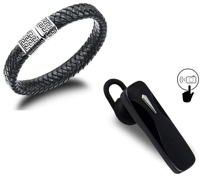 

LEATHER BRACELET WITH FREE GENSET BLUETOOTH HEADSET
