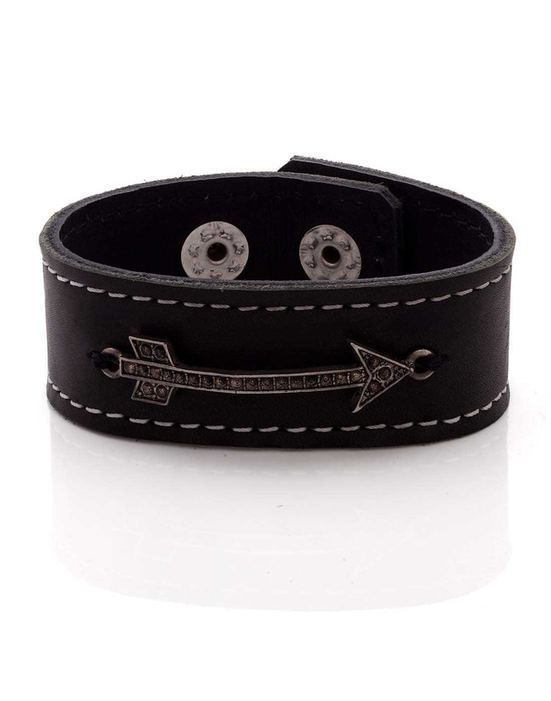 

Dare by Voylla Leather-Look Textured Arrow Bracelet