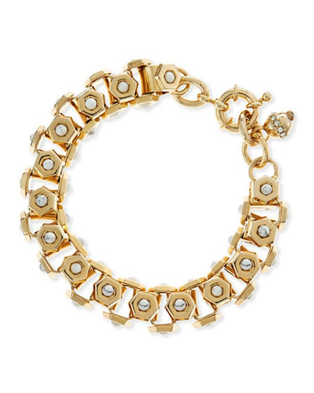

Lee Angel Neiman Marcus Women s Howlite Brass Box-Station Bracelet 8 L NIP 135