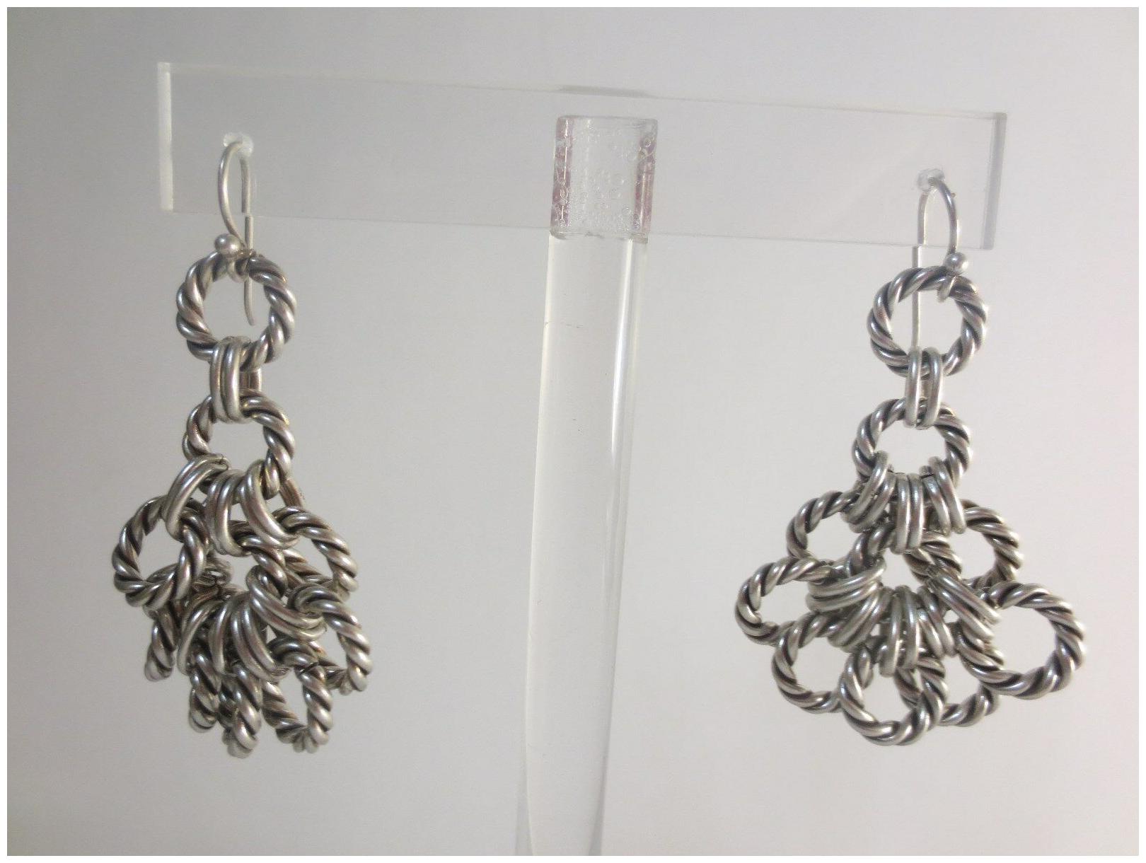 

Lee Angel Piper Antique Silver Rope Ring Drop Earrings NIP 125